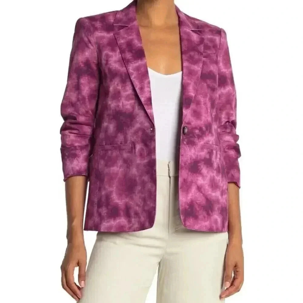 CINQ A SEPT Khloe Blazer 3/4 Sleeve Tie Dye Jacket Womens Size 0 - Picture 1 of 13